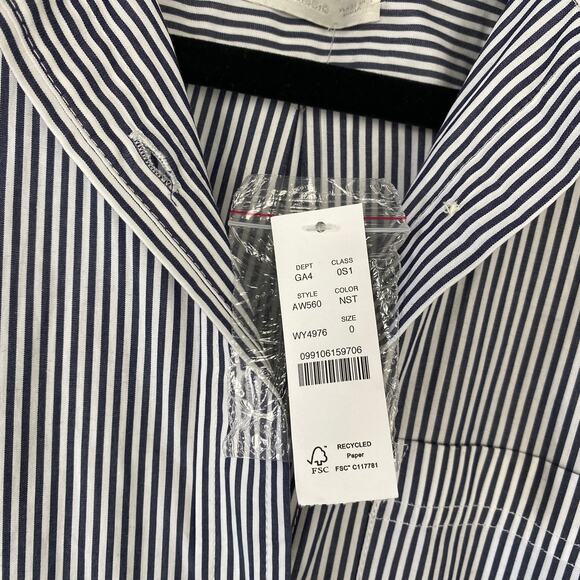 J. Crew Classic-fit Crisp Cotton Poplin Shirtdress Blue Striped Old Money Size 0 - Picture 5 of 12